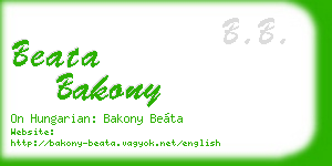 beata bakony business card